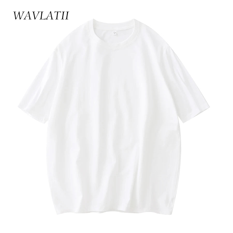WAVLATII Frauen Neue Baumwolle T Shirts Weibliche Weiche Weiß Schwarz Tees Dame plus Größe Grundlegende Tops Für Sommer WT2102