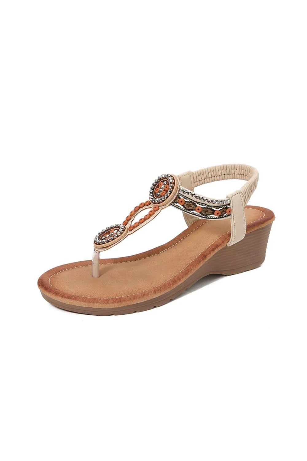 Rivet Decor Toe Post Wedge Sandals