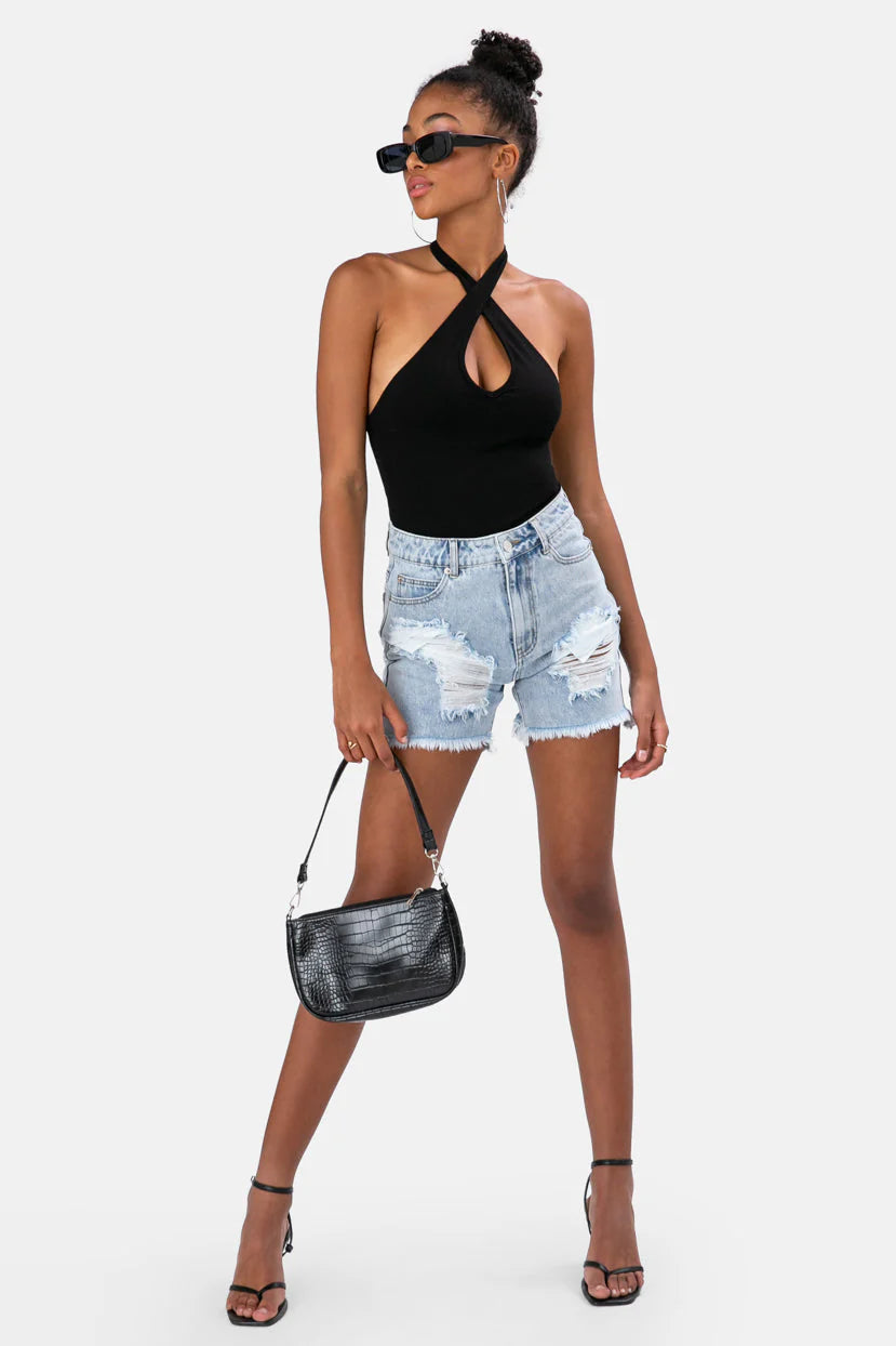 Candy_Store_4_Lucon Wrap Halter Bodysuit - BLACK - M - Women - Clothing - Bodysuit - Polyester