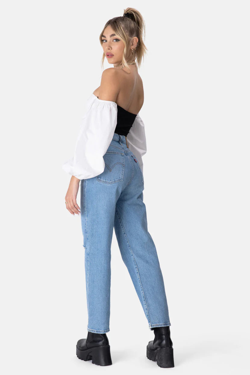 14.04_2025Royalty Off-Shoulder Bodysuit - BLACK & WHITE - M - Women - Clothing - Bodysuit